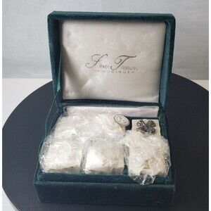 VTG Godinger Silver Treasures Miniature Gift Box Metal Place Card Holders Set 6